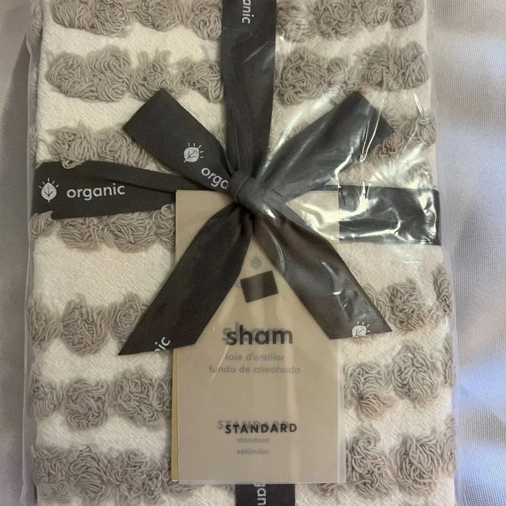 West Elm Organic Cotton Textural Design Duvet Cover & Shams Queen